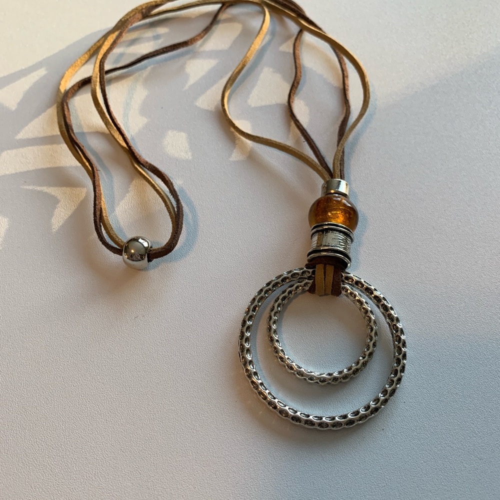 Boho Hippie Gypsy Double Circle Necklace - Picture 2 of 6